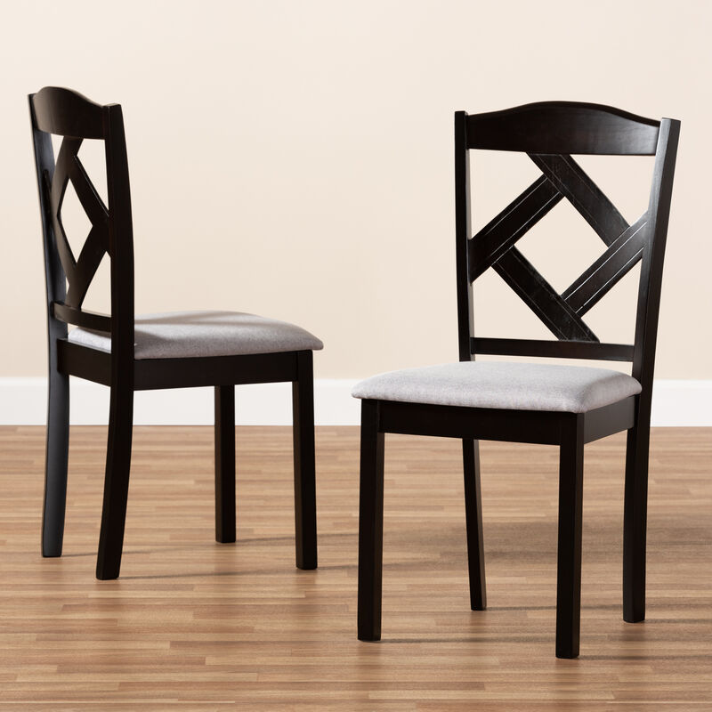 Baxton Studio Ruth Modern Grey Fabric Upholstered Dining Chairs Set of 2