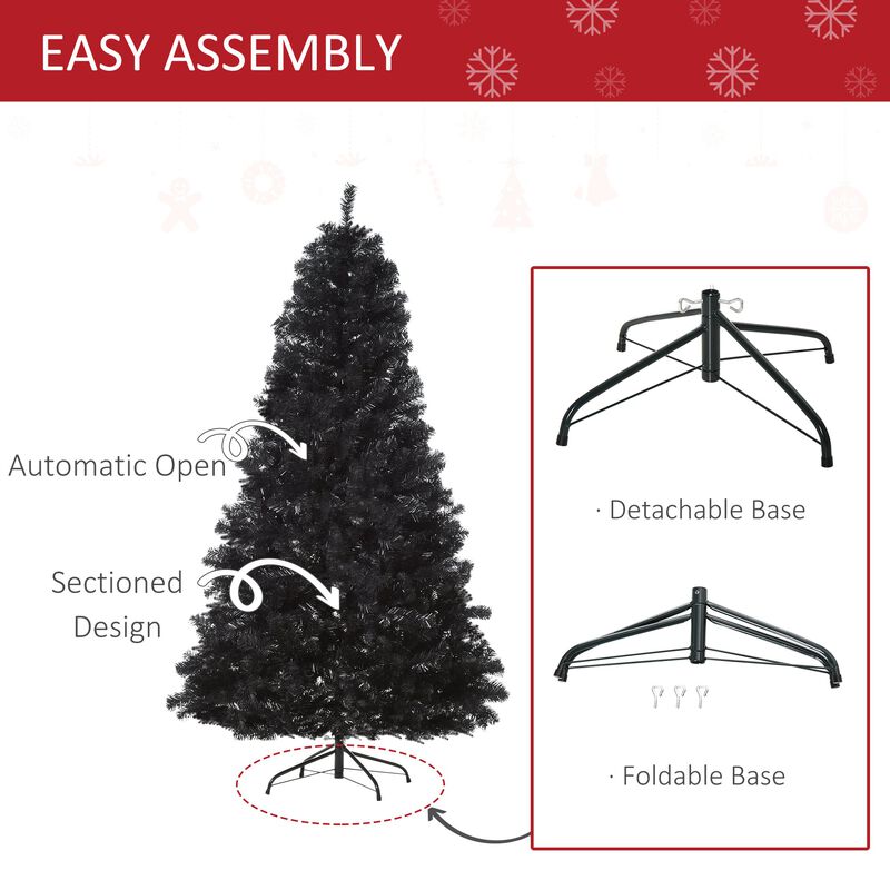 7ft Artificial Christmas Tree Black Douglas Fir with Realistic Branches 1346 Tips and Metal Base