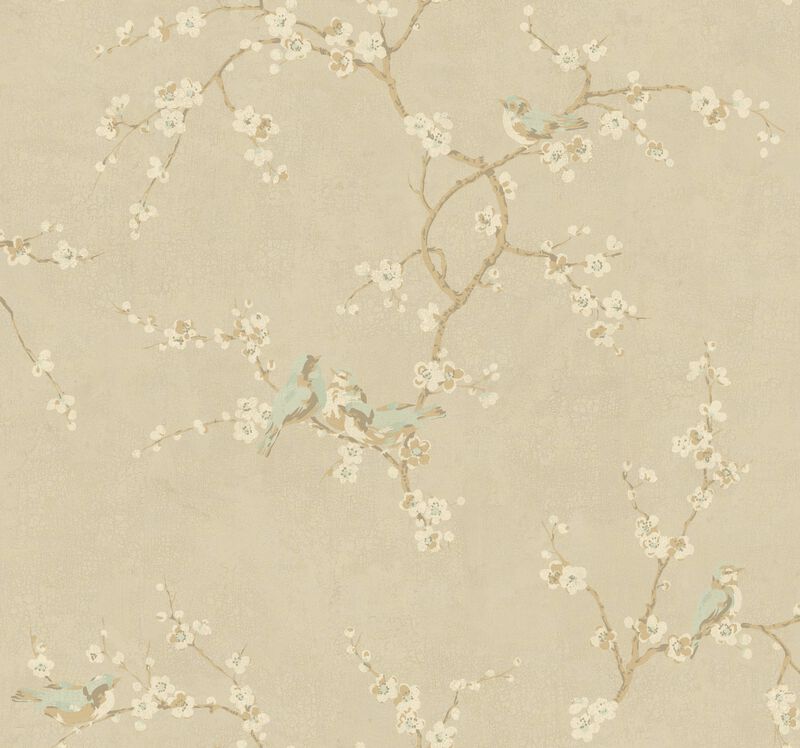 Birds with Blossoms Metallic Wallpaper image number 0
