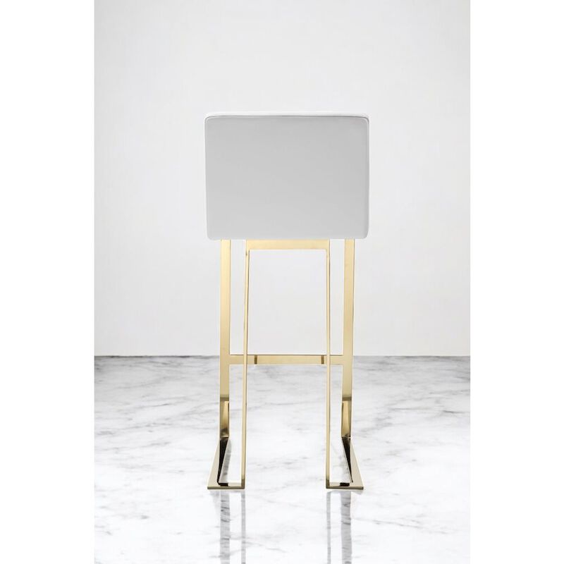 Pangea Home Dexter Bar Stool Faux Leather White