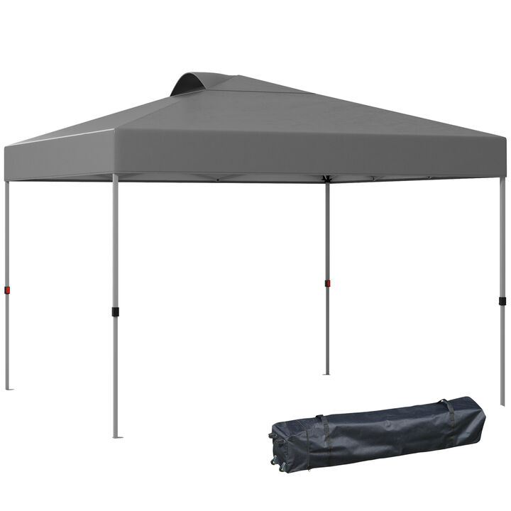 9.7' x 9.7' Event & Outside Canopy w/ 3-Tier Adjusting Height & Roller Bag Grey