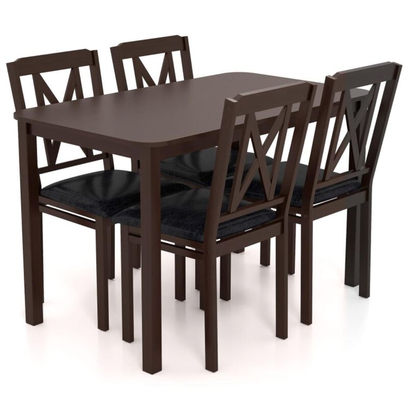 Hivvago 5-Piece Dining Table Set with Wide Tabletop and Rubber Wood Legs