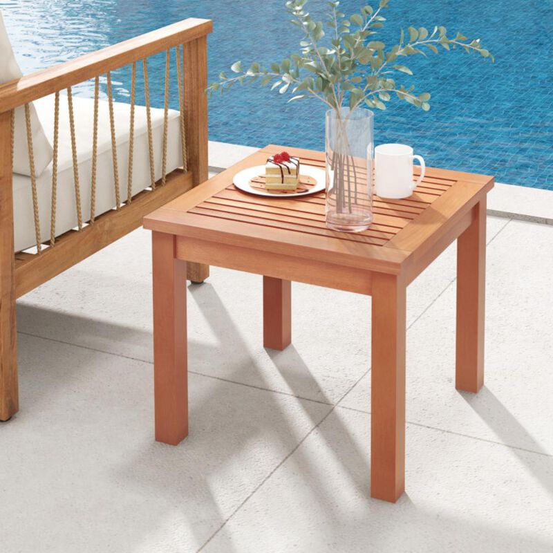 Hivvago Square End Outdoor Adirondack Side Table with Slatted Tabletop