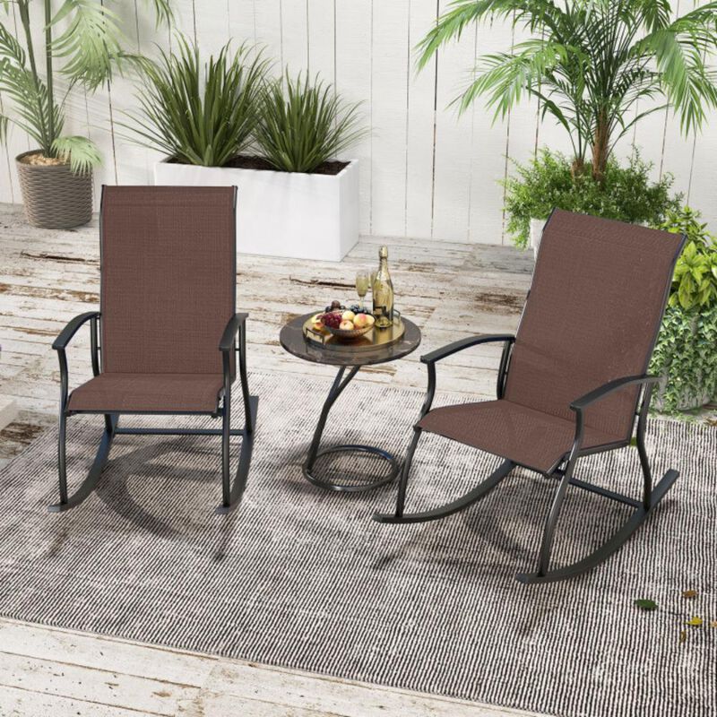 Hivvago 2 Pieces Outdoor Rocking Chairs with Breathable Backrest