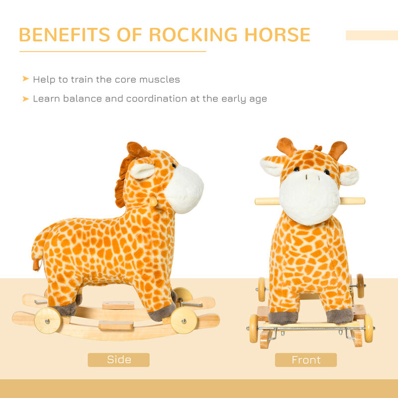 BreeBe Kids Plush Giraffe Rocker with Pedals and Handle image number 6