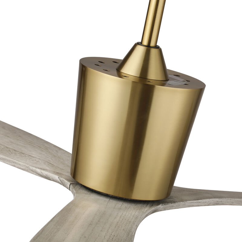 54 in. Gold Solid Wood Blades Downrod Mount Ceiling Fan with Remote without Light