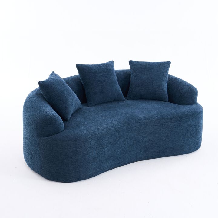 TATEUS Curved Chenille 30D Sponge Loveseat