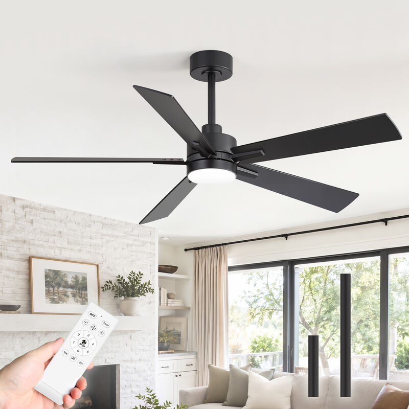 Breezary 52 In Low Profile Ceiling Fan with Light, 5 Blade Fan, 3 CCT Color, 6 Speed Remote Control image number 2