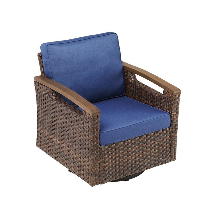 Outdoor Woven Rattan Swivel Rocking Armchair Set &mdash; Patio Leisure Chairs (Set of 2)