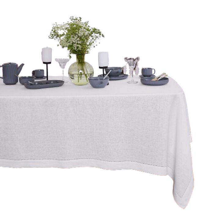 Solino Home 100% Pure Linen Tablecloth - Sonoma Hemstitch