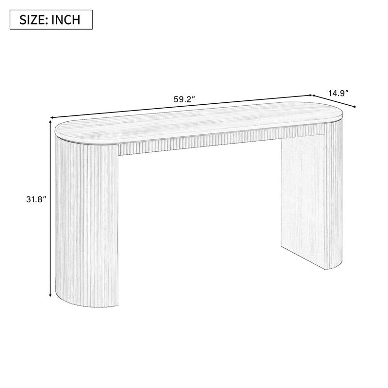 Curved Design Console Table with Unique Vertical Stripe Design, Suitable for Living Room, Study and Entrance image number 2