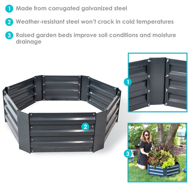 Sunnydaze Galvanized Steel Hexagon Raised Garden Bed - 40 in
