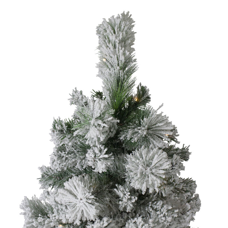 6.5' Pre-Lit Full Flocked Somerset Spruce Artificial Christmas Tree - Clear Lights