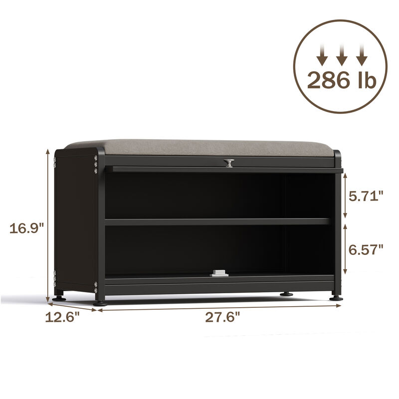 Mega Casa 2-Tier Metal Shoe Bench Black