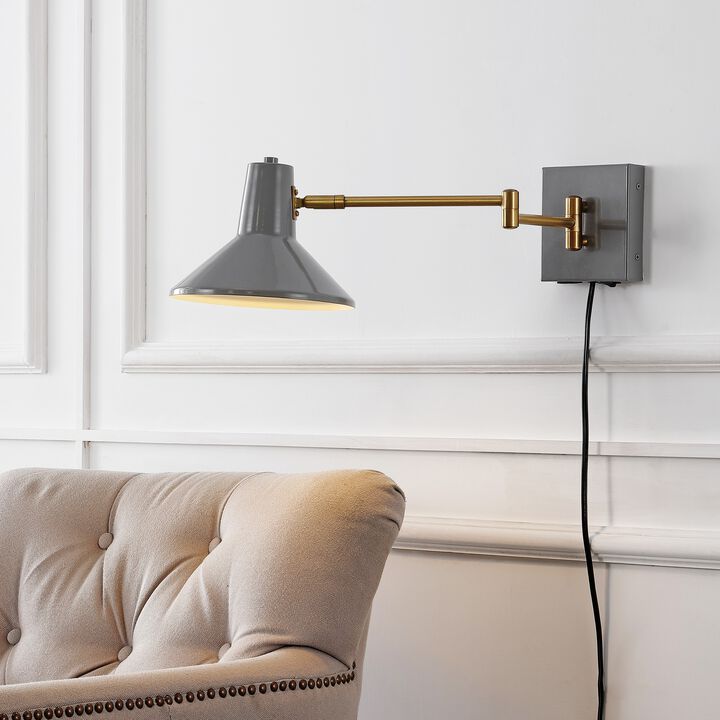 Hygge Swing Arm Modern Midcentury Iron USB Charging Port LED Sconce