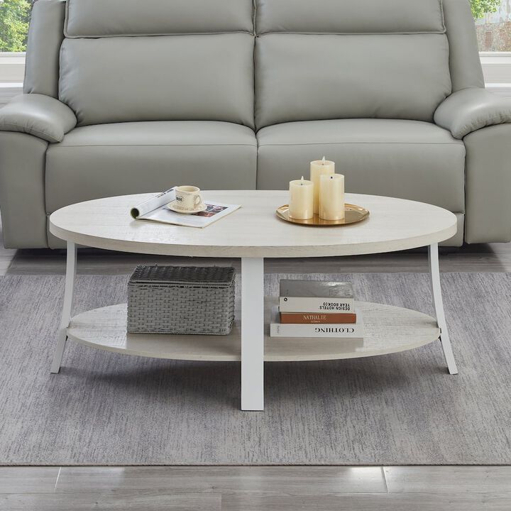 Roundhill Furniture Anze Contemporary Oval Wood Shelf Coffee Table