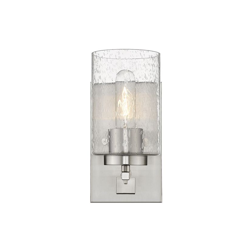 Hivvago Silver Metal and Textured Glass Wall Sconce