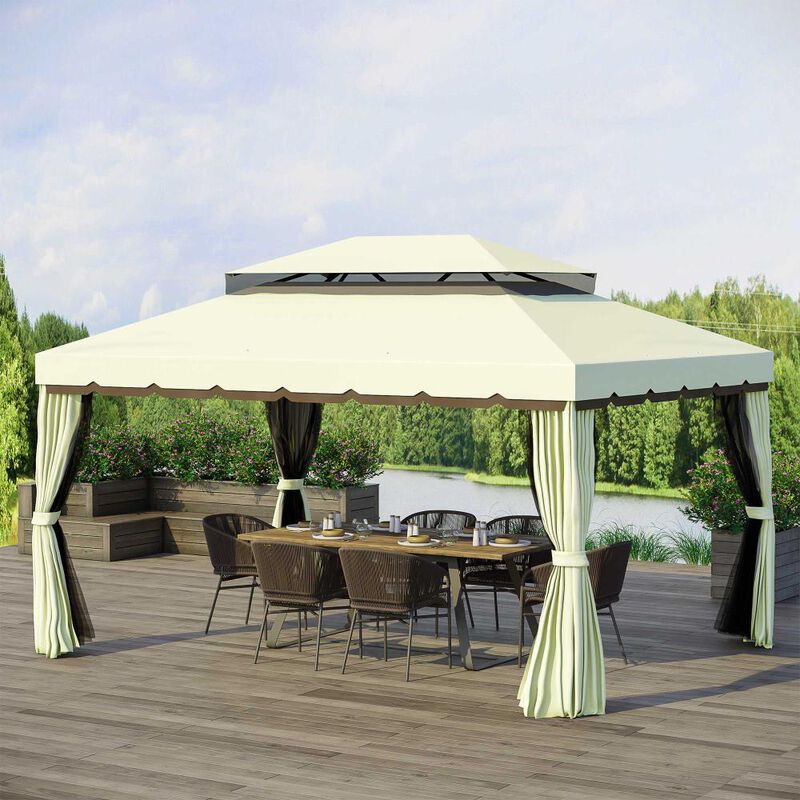 Hivvago 10x13 Outdoor Gazebo Canopy with Netting and Curtains image number 1