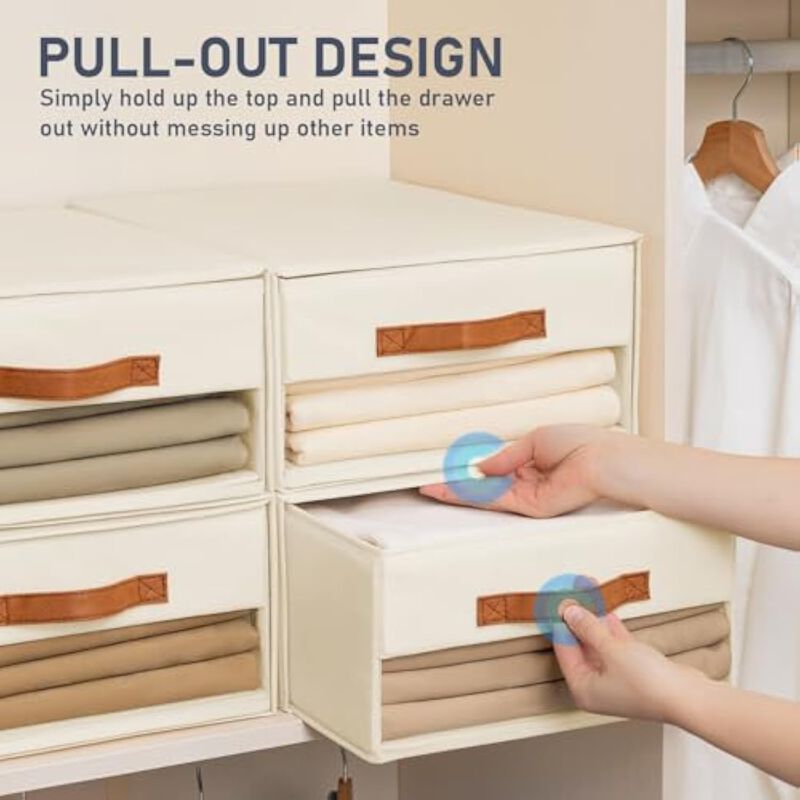 6 Pack Stackable Closet Organizer Baskets Plastic Storage Bins for Clothes image number 3