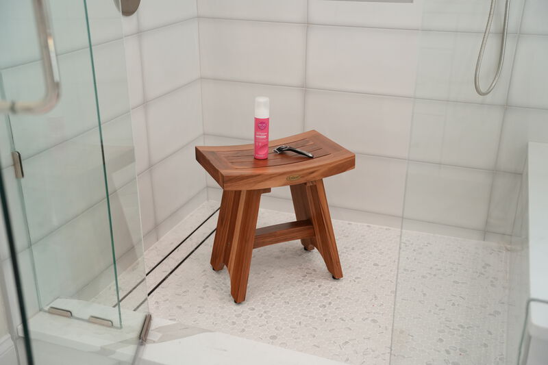 EcoDecors 18 Inch Serenity Waterproof Teak Wood Shower Bench