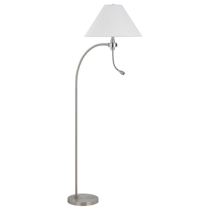 Ashy 68 Inch Floor Lamp, Gooseneck LED, White Shade, Bronze Arc Pole - Benzara