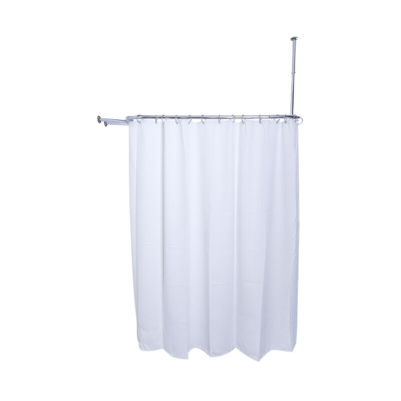Utopia Alley Rustproof Aluminum Hoop Oval Shower Rod With Ceiling Support for Free Standing Clawfoot Tub, 64 Inch Extra Large Size by 26 Inch + Shower Curtain 180x70 inch image number 3