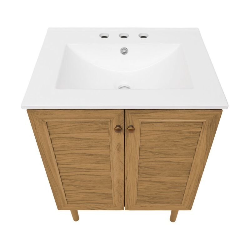 24" Freestanding Bathroom Vanity with 3-Hole Centerset Sink Top image number 2