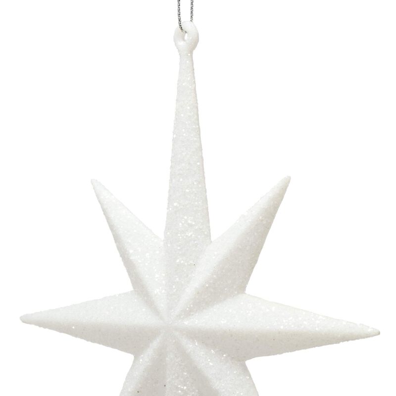 Vickerman 8" White Iridescent Glitter Bethlehem Star Christmas Ornament, 4 per Box image number 2
