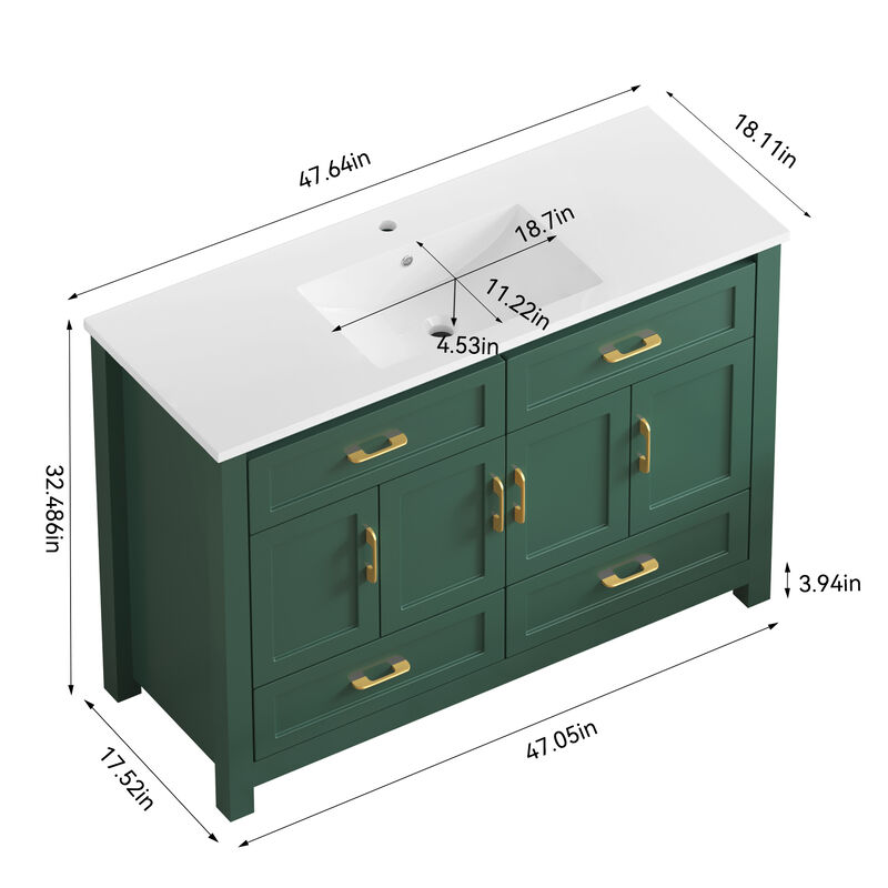Nafvas 48" Bathroom Vanity with Resin sink image number 8