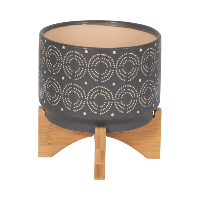 Cer, 7" Swirl Planter On Stand