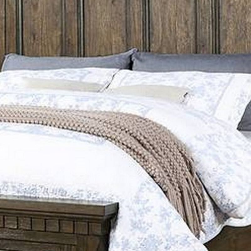 Ziv Classic California King Bed with Storage Drawers, Metal Handles, Brown - Benzara