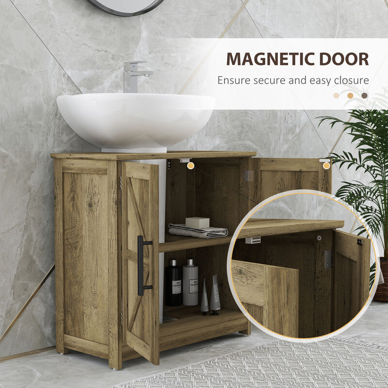 Hivvago Bathroom Sink Cabinet with 2 Barn Doors and Adjustable Shelf image number 6