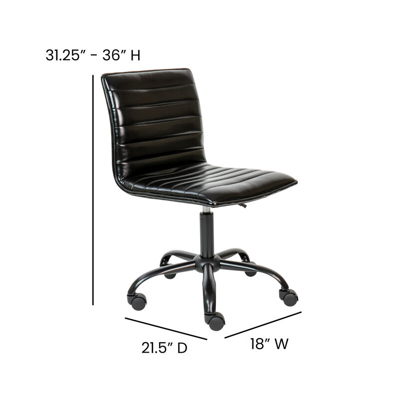 Alan Low Back Designer Armless Ribbed Swivel Task Office Chair image number 4