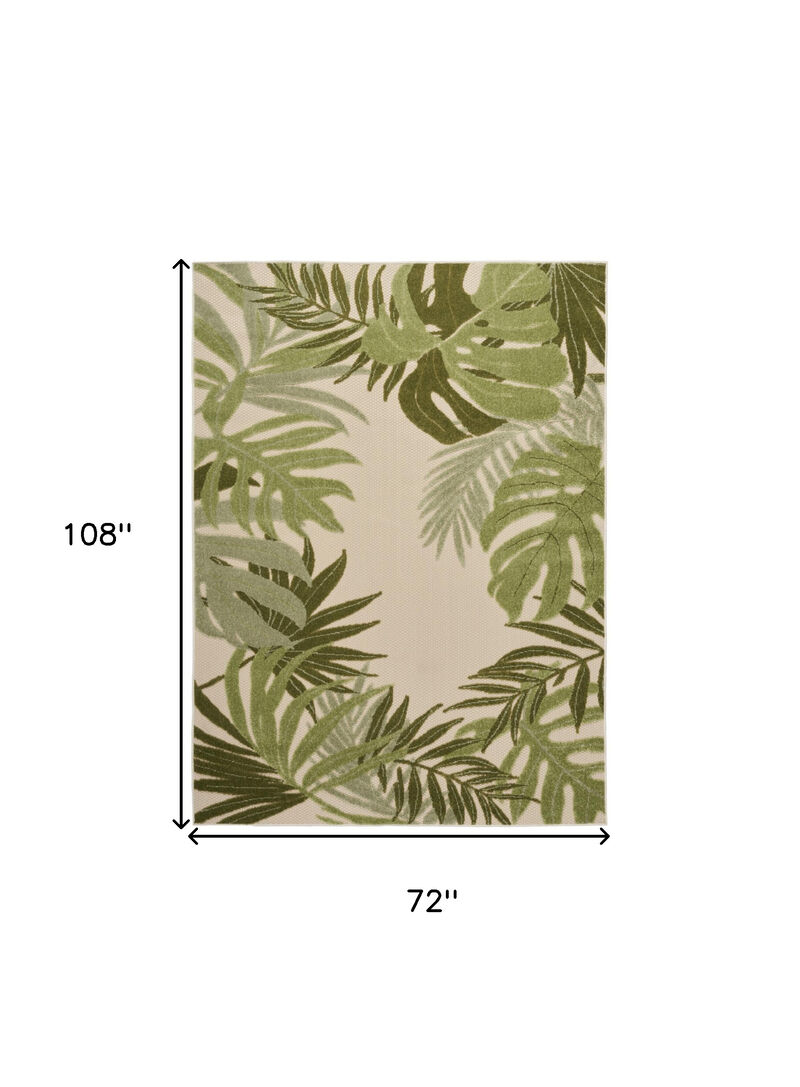 HomeRoots 6' X 9' Ivory And Green Palm Leaf Indoor Outdoor Area Rug image number 5