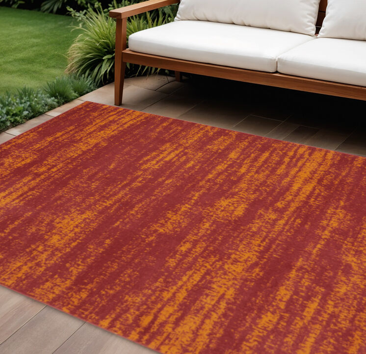 HomeRoots 9' X 12' Red And Orange Abstract Indoor Outdoor Area Rug