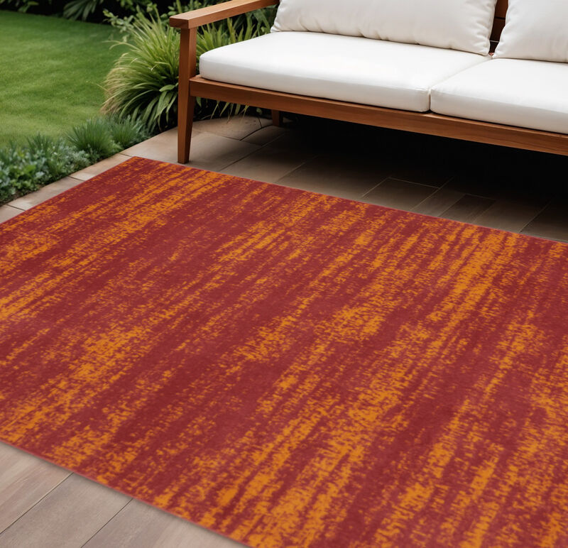 HomeRoots 9' X 12' Red And Orange Abstract Indoor Outdoor Area Rug image number 1