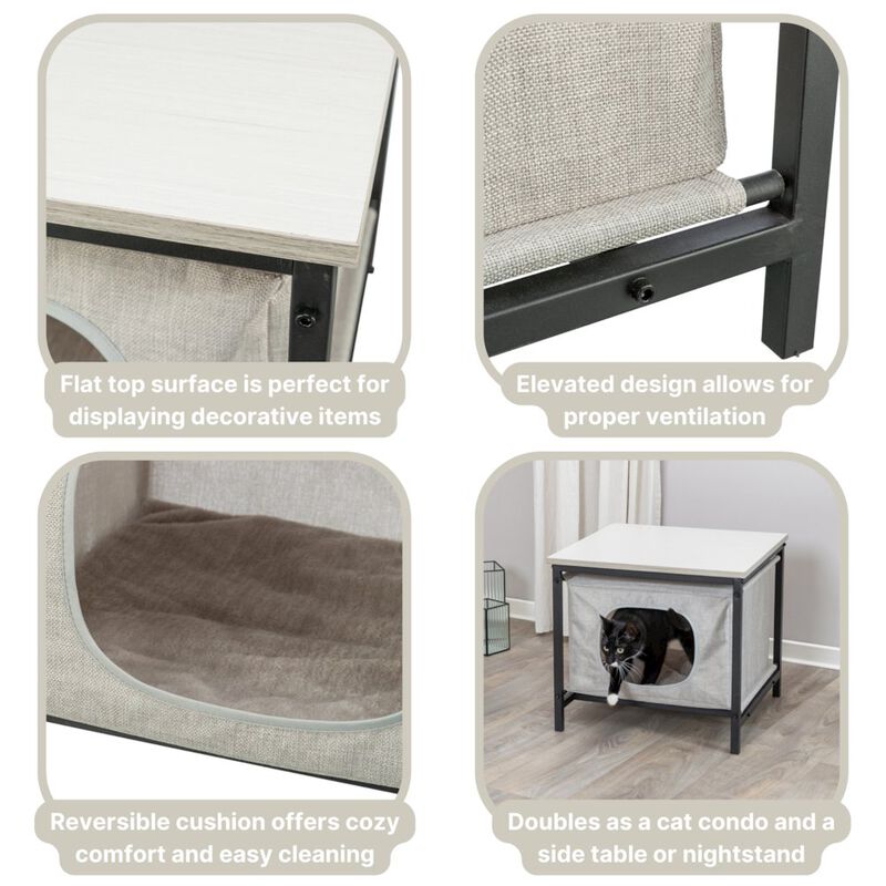 TRIXIE Emmie Indoor Cat Condo, Cat Bed Side Table, Cat Hideaway Cave with Cozy Cushion image number 4