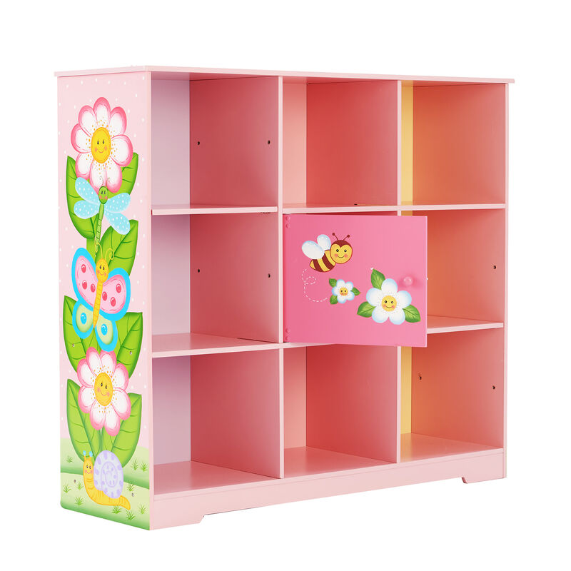 Kids Painted Magic Garden Adjustable Cube Bookshelf, Pink image number 2