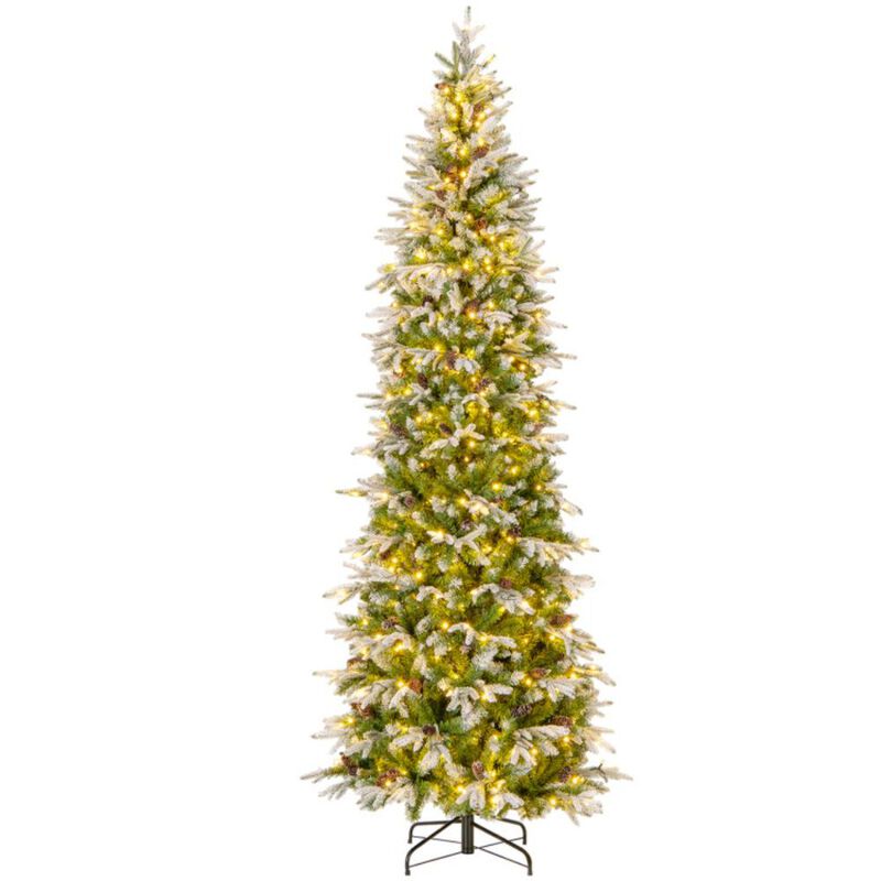 Hivvago Pre-Lit Artificial Christmas Tree Snow Flocked Hinged