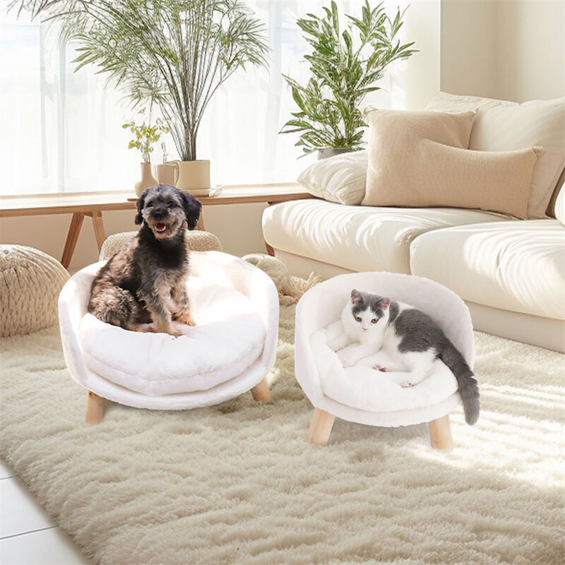 Pet Sofa Bed Raised Cat Chair Small Dog Couch Bed Removable Cushion Sleep House image number 8