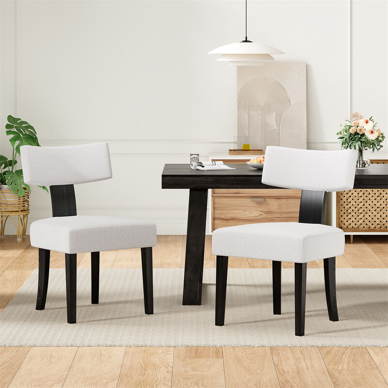 Upholstered Armless Dining Table Chairs Set of 2 image number 2
