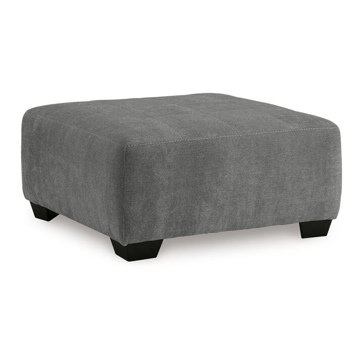 Dili Accent Ottoman, 40 Inch Square, Jumbo Stitched Gray Polyester