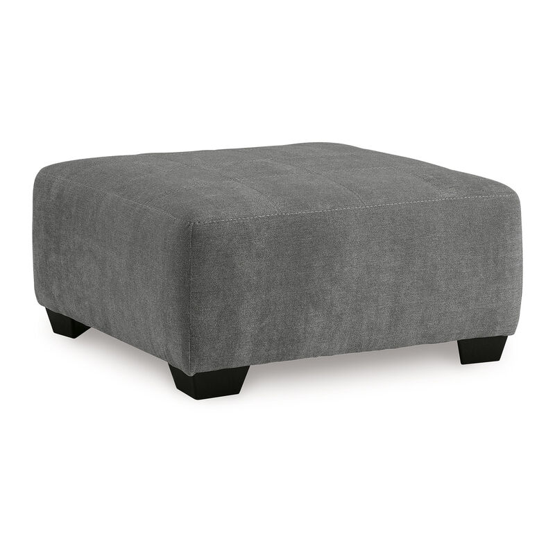 Dili Accent Ottoman, 40 Inch Square, Jumbo Stitched Gray Polyester