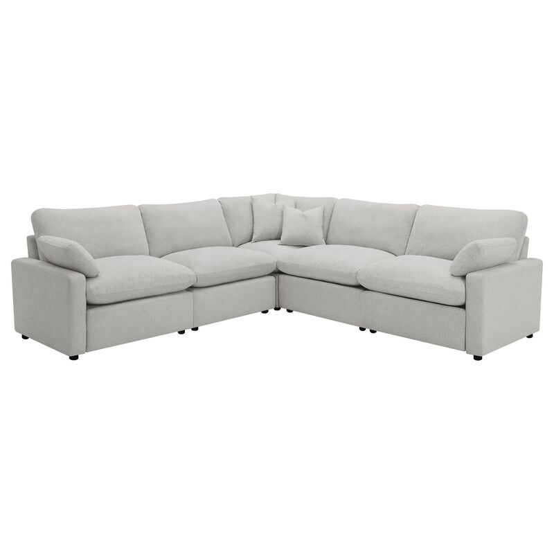 Biny 5pc L Shape Modular Sectional Sofa, Light Gray, Power Reclining - Benzara