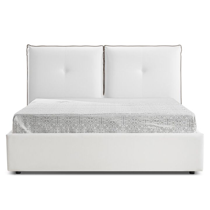Casabianca Home Aria Queen Storage Bed In White Pu Leather