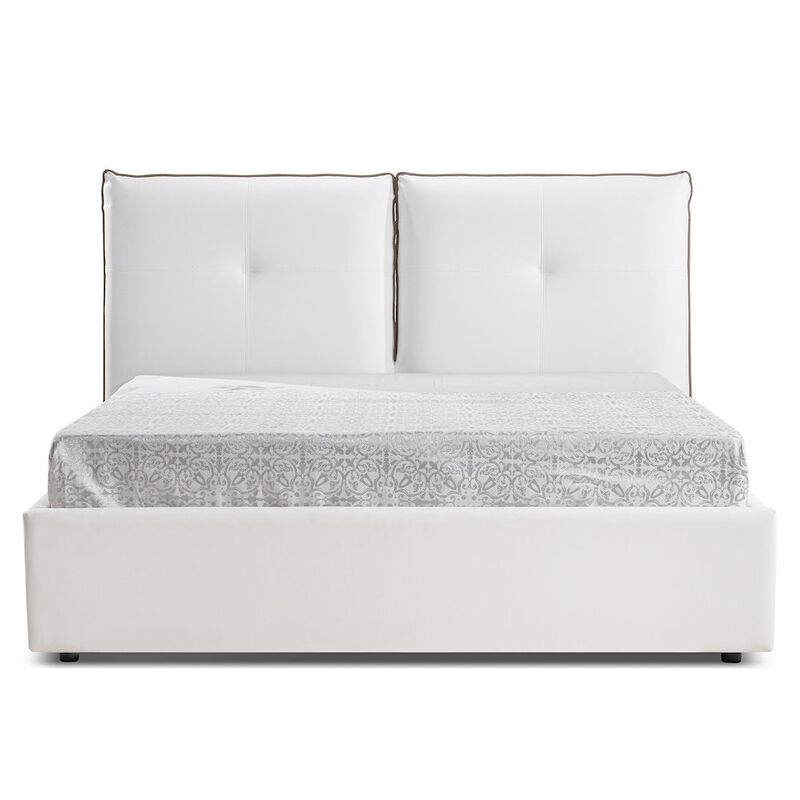 Casabianca Home Aria Queen Storage Bed In White Pu Leather