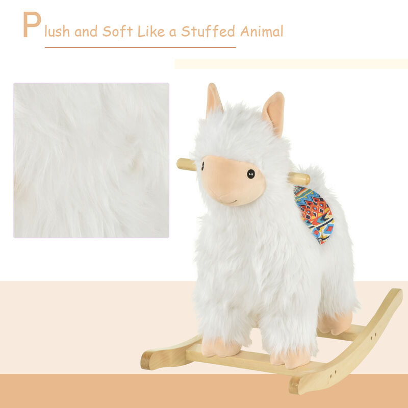 BreeBe Plush Llama Rocking Horse Ride-On Toy - 3+ image number 6