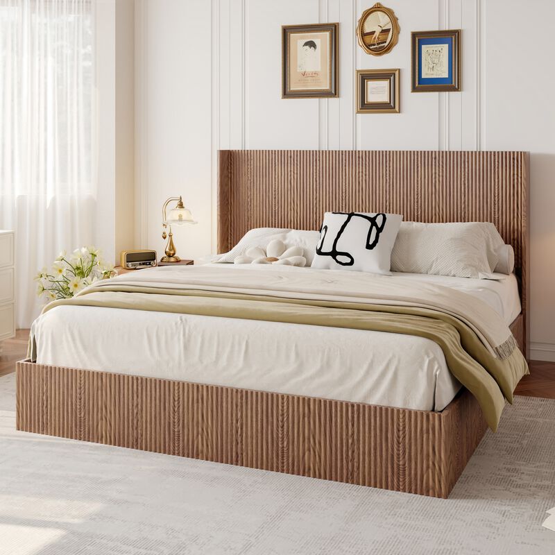 Cixt Fluted Lift Up Storage Bed Frame image number 3