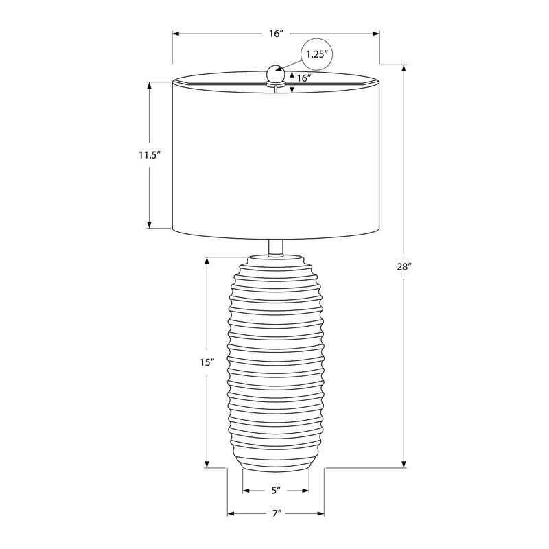 Monarch Specialties I 9742 - Lighting, 28"H, Table Lamp, Cream Resin, Ivory / Cream Shade, Transitional