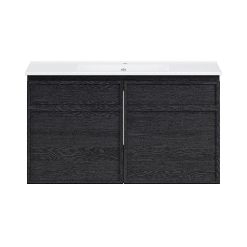 St. Tropez 36" Wall-Mounted Bathroom Vanity in Black Oak with Sink Top image number 0